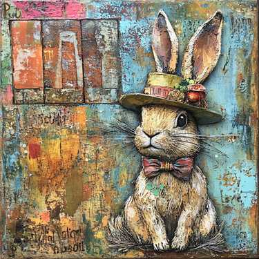 Easter Sign, Bunny in Hat,, DCO-12713, Sign For Wreath, 10x10